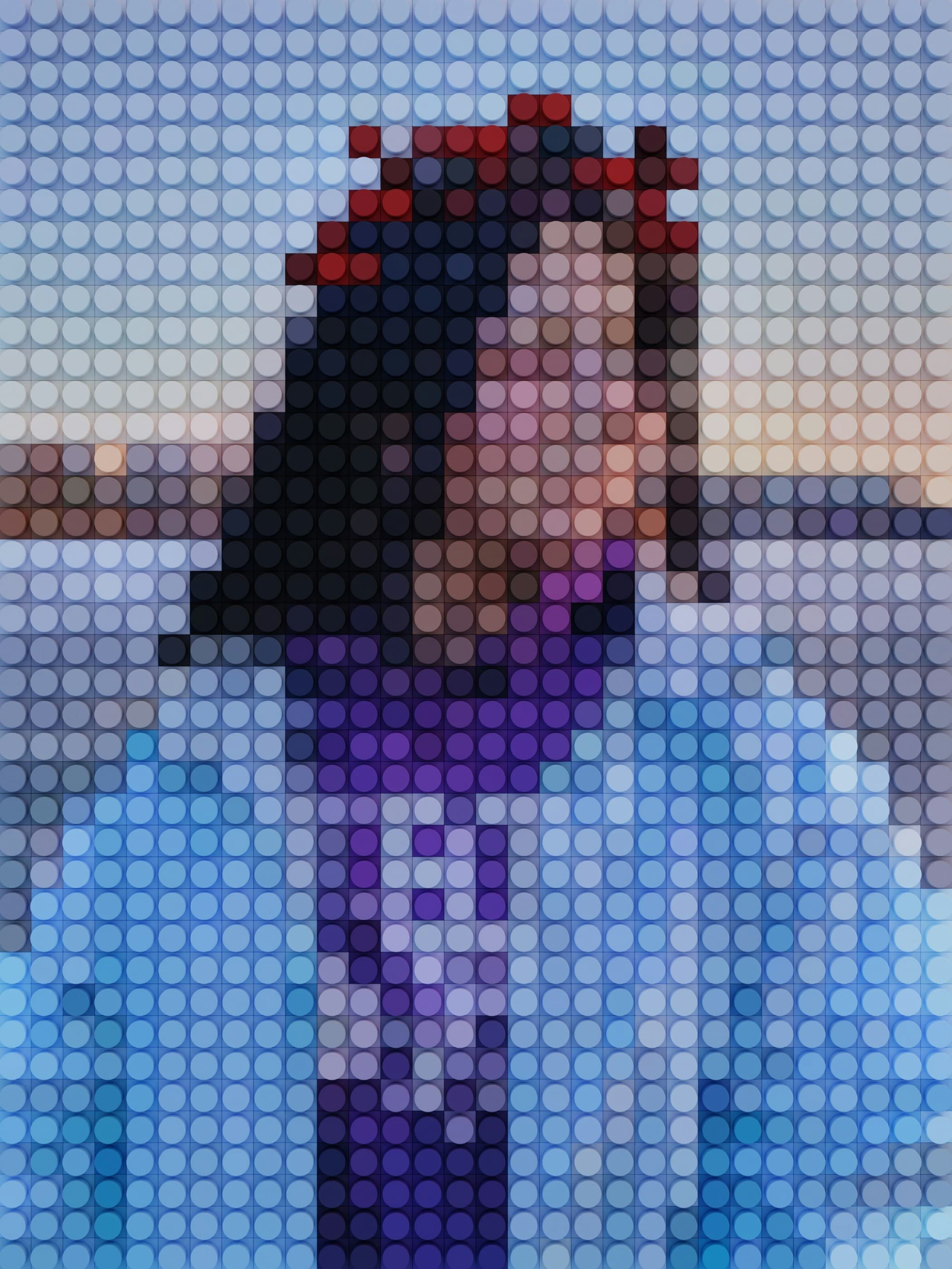 Retrato en mosaico de píxeles que ilustra la masterclass de GoClickSafe sobre el cyberbullying actual.